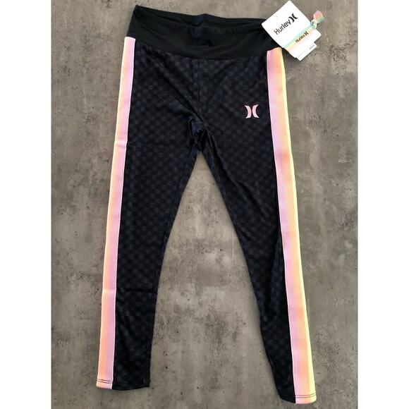 Hurley Girls Rainbow Stripe Black Stretch Pant - S - Picture 1 of 6